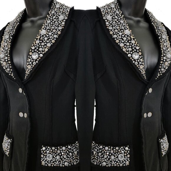 Fancy Silver Studs Women's Black Blazer Jacket - Picture 6 of 7